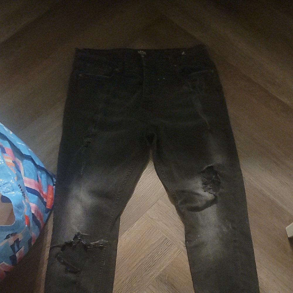 Boohoo Mens Black Distressed Joggers